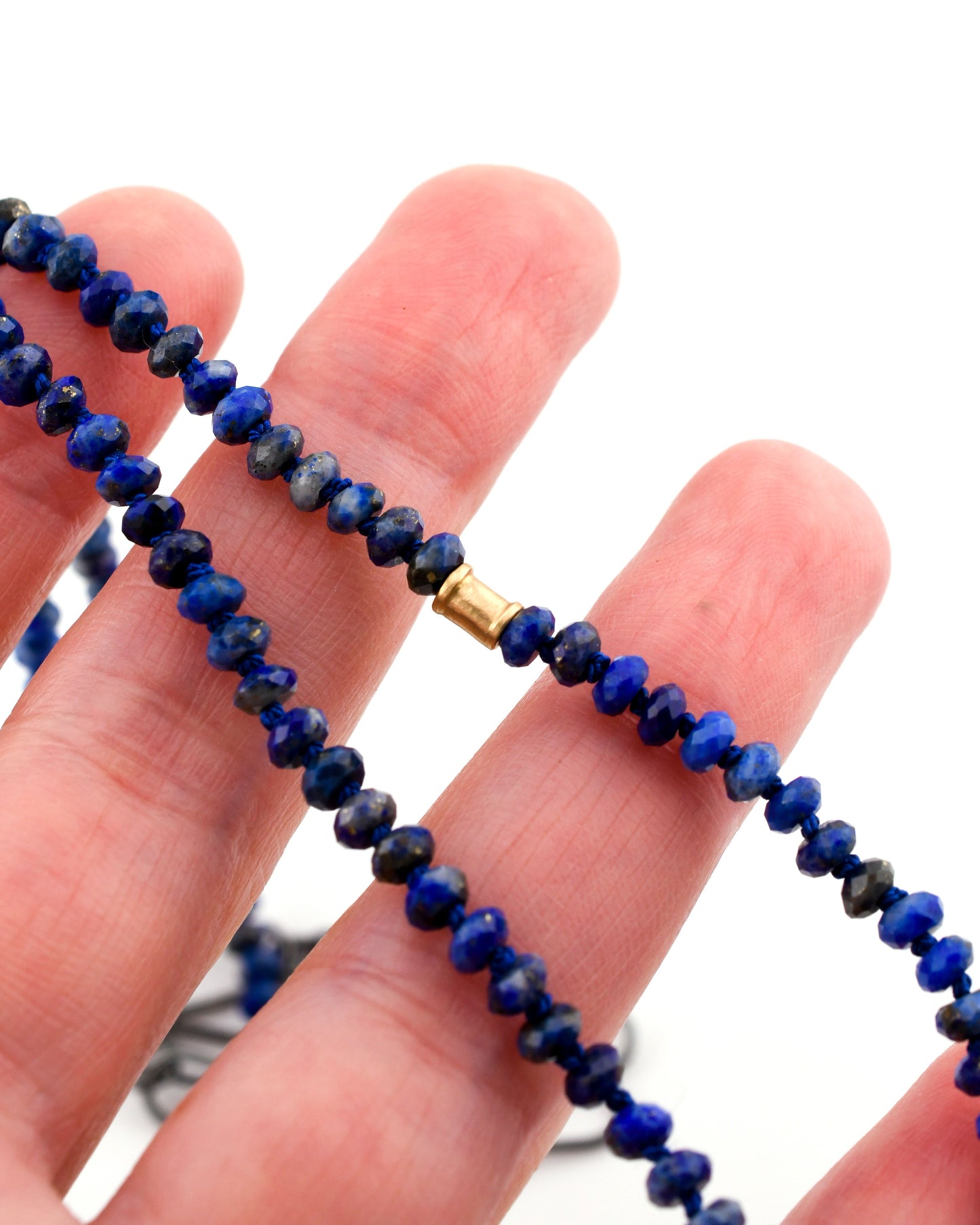 Bead + Chain Necklace: Lapis Lazuli-SS/14k