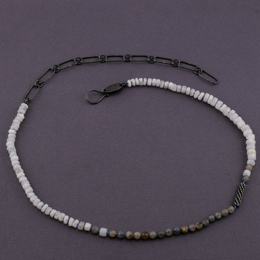 Bead + Stone Necklace: Moonstone & Labradorite