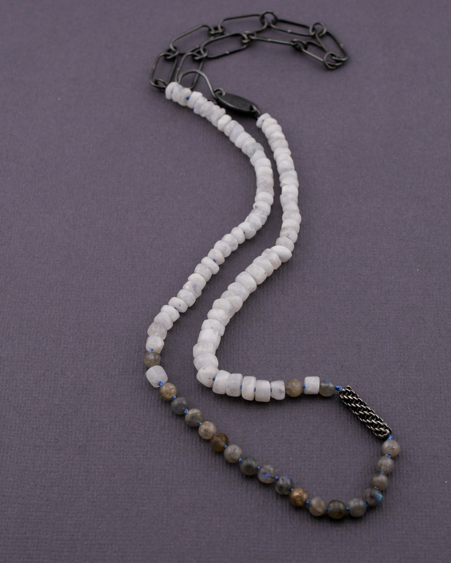 Bead + Stone Necklace: Moonstone & Labradorite