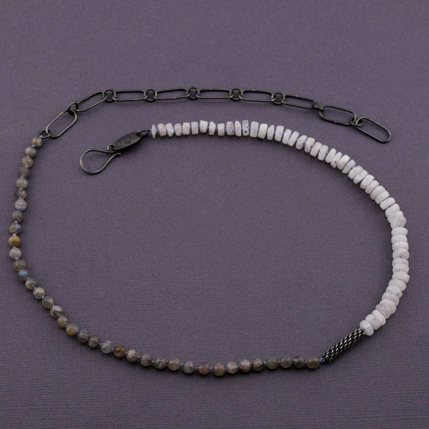 Bead + Stone Necklace: Labradorite & Moonstone