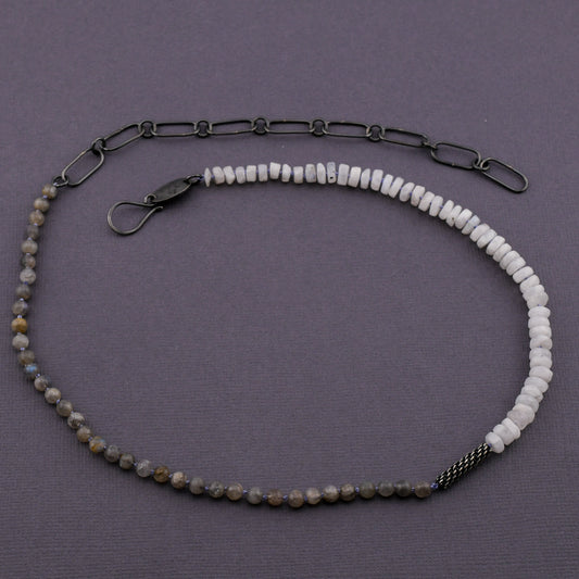 Bead + Stone Necklace: Labradorite & Moonstone