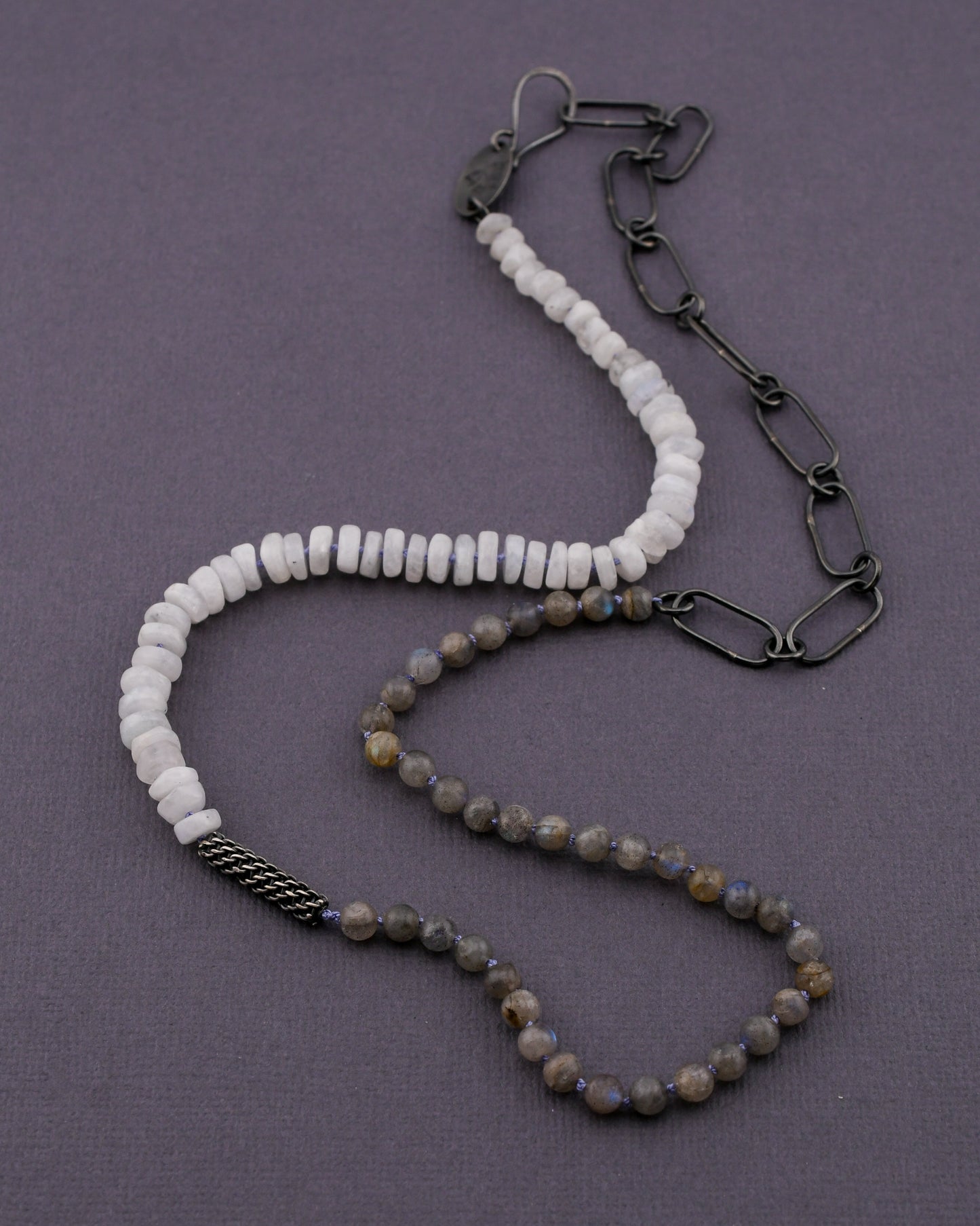 Bead + Stone Necklace: Labradorite & Moonstone