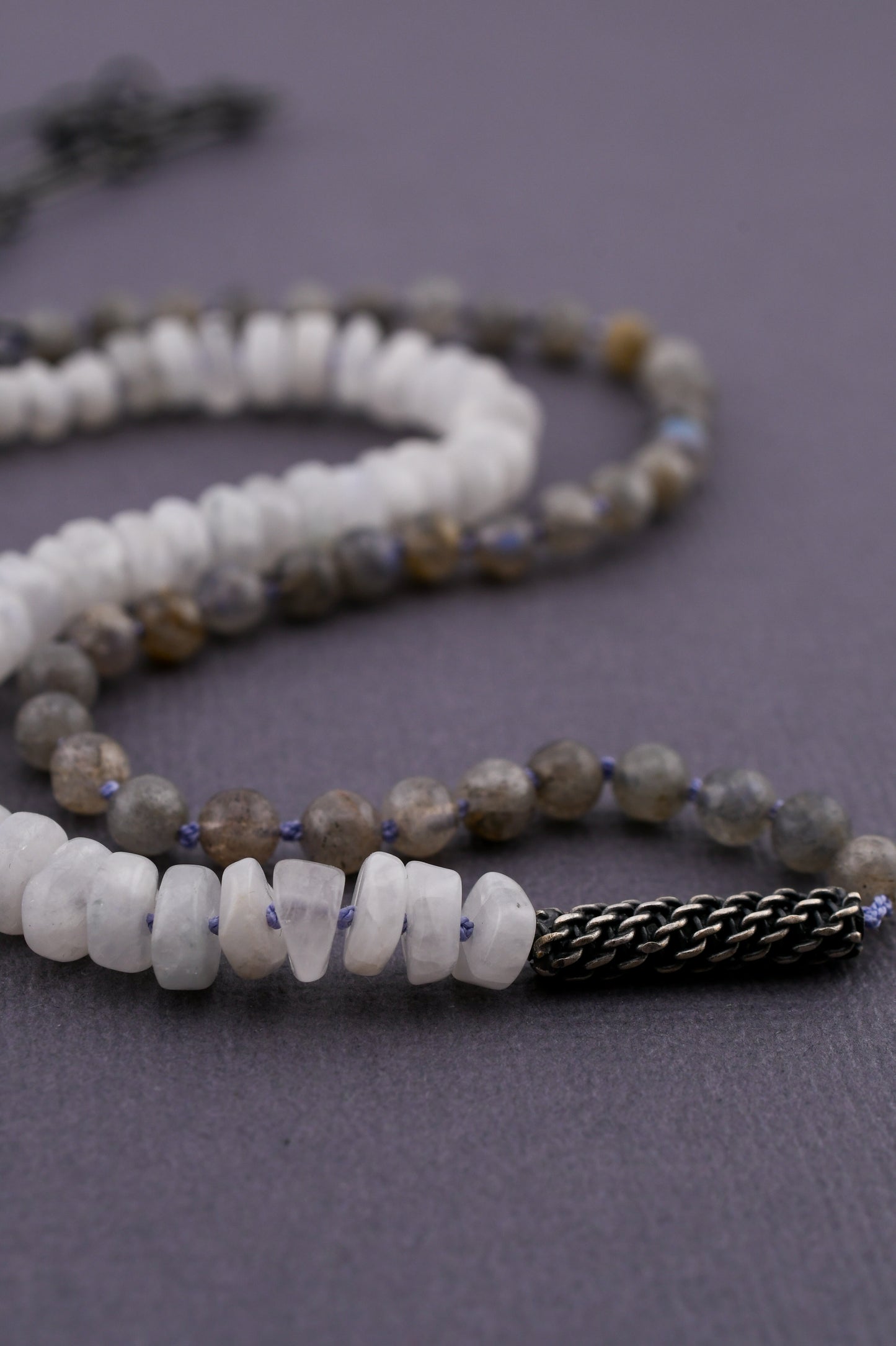 Bead + Stone Necklace: Labradorite & Moonstone