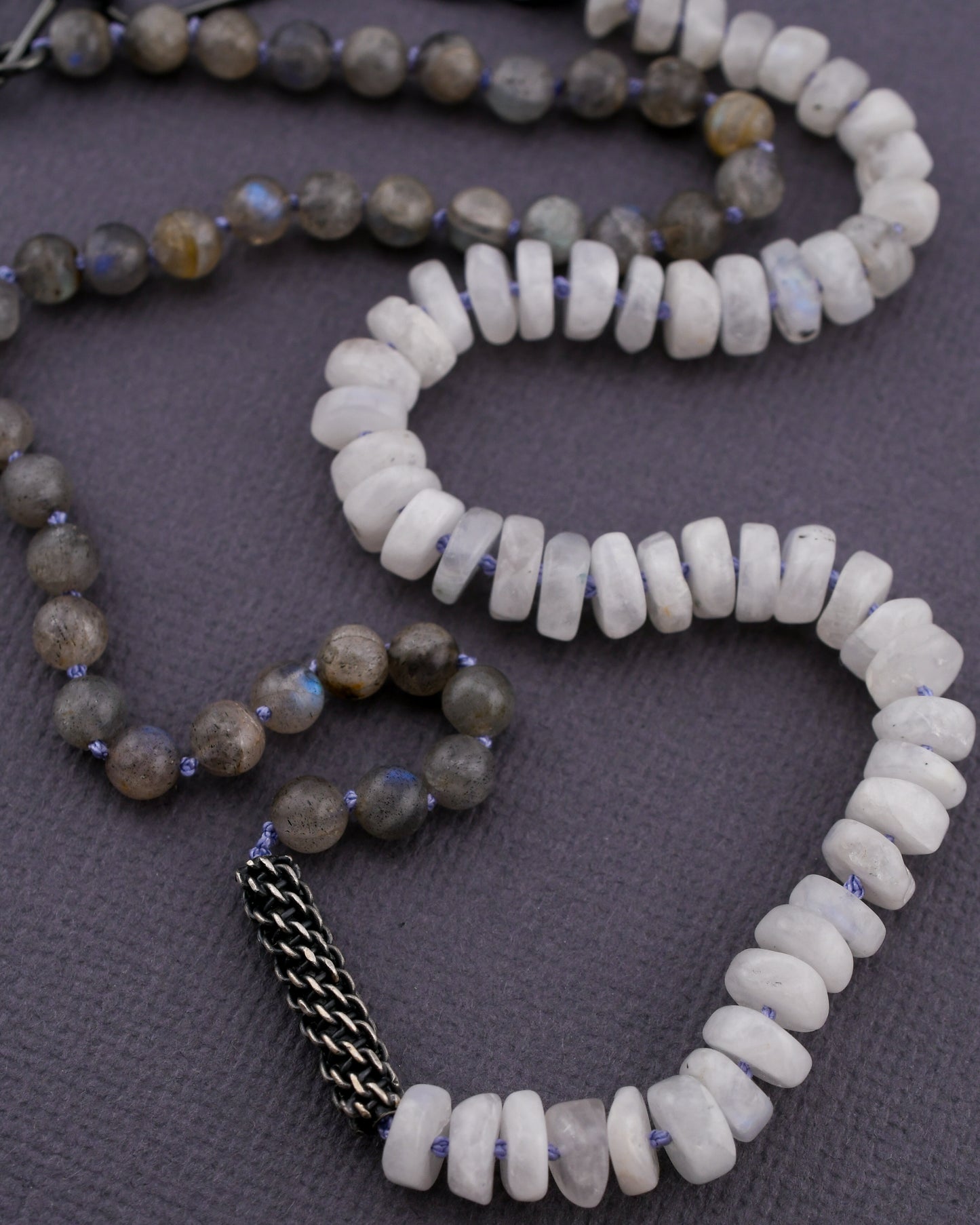 Bead + Stone Necklace: Labradorite & Moonstone