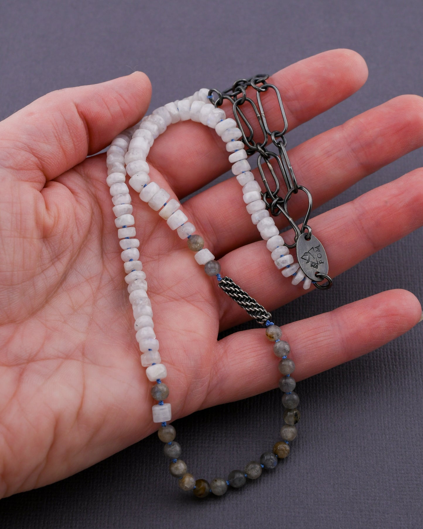Bead + Stone Necklace: Moonstone & Labradorite