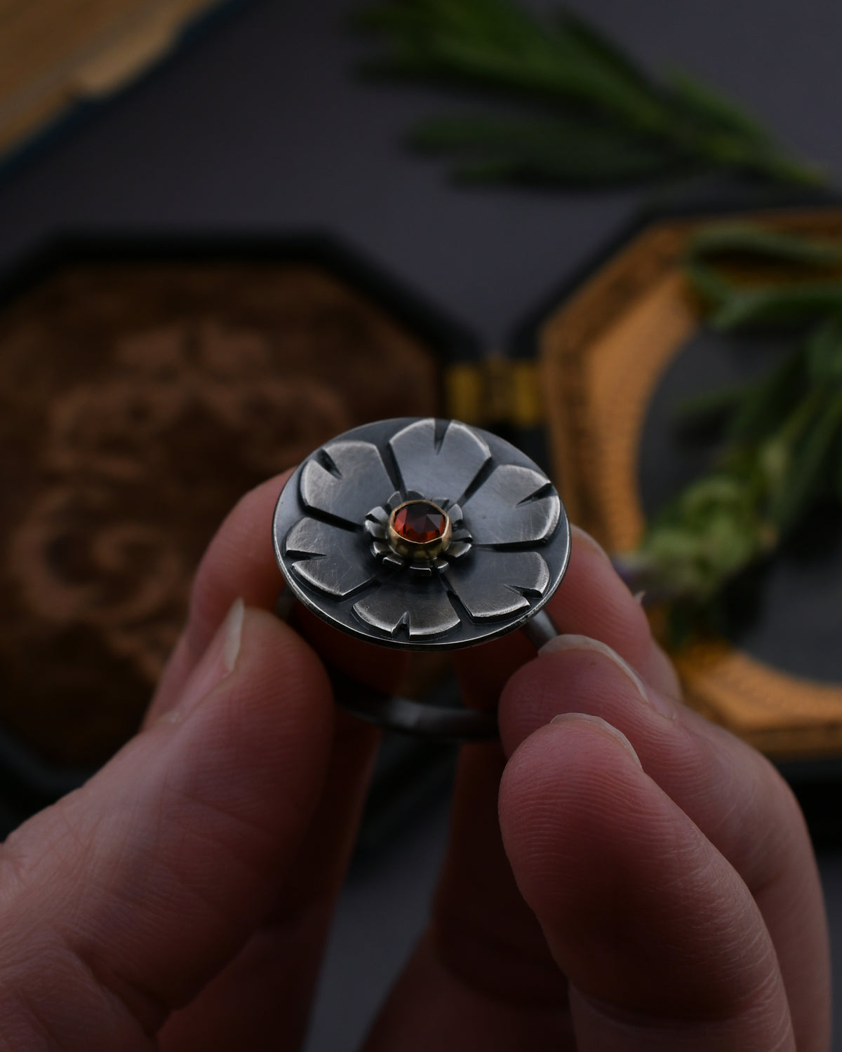 Helios Gemstone Ring- SS/14k