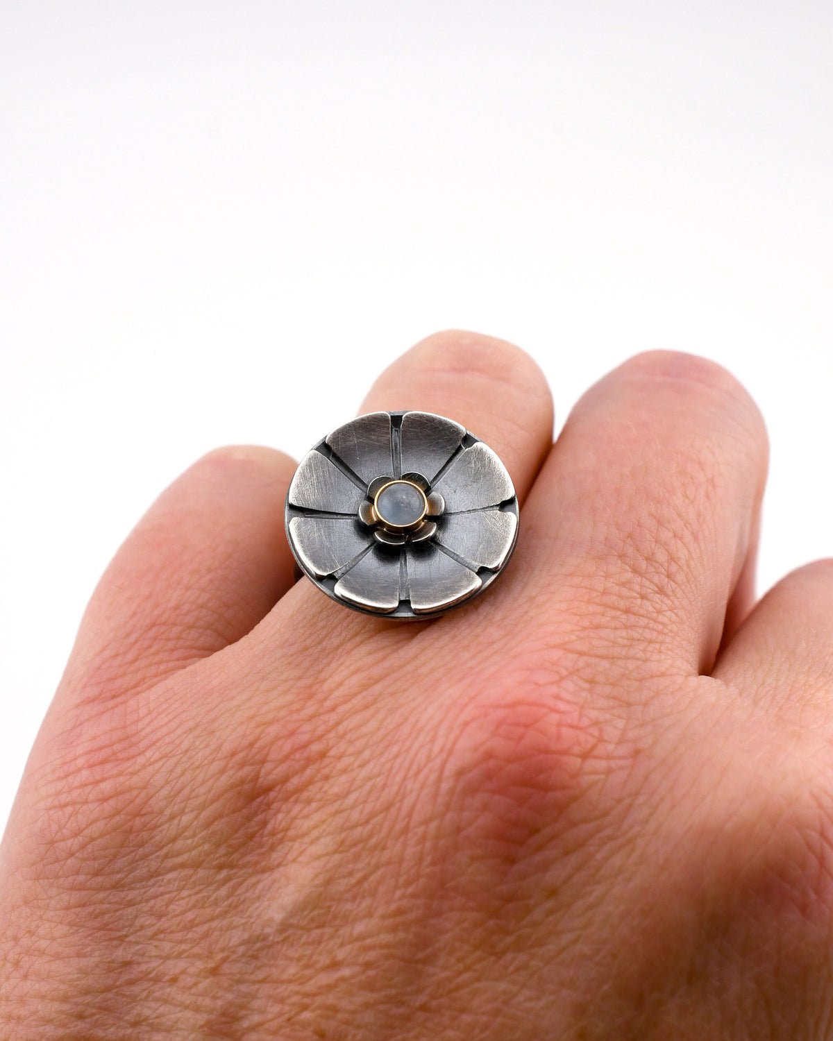 Flower Gemstone Ring- SS/14k