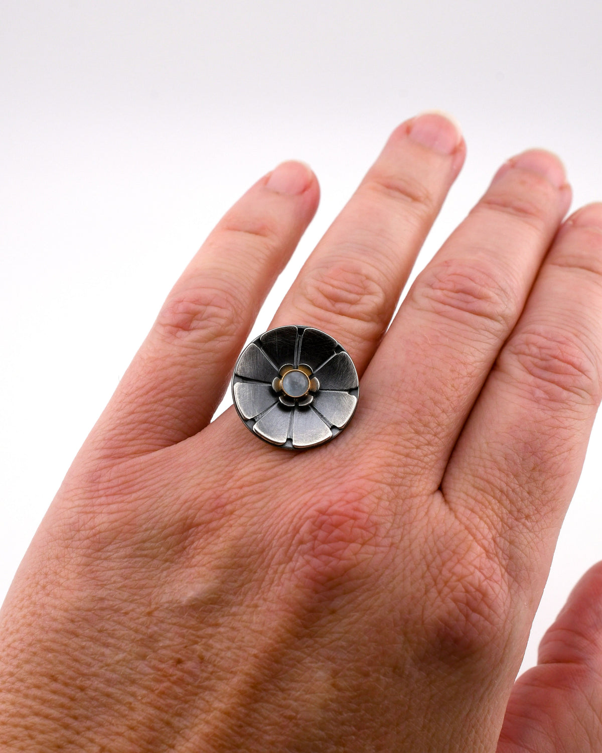 Flower Gemstone Ring- SS/14k