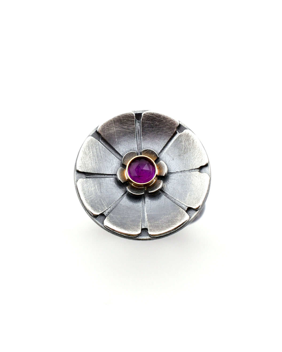 Flower Gemstone Ring- SS/14k