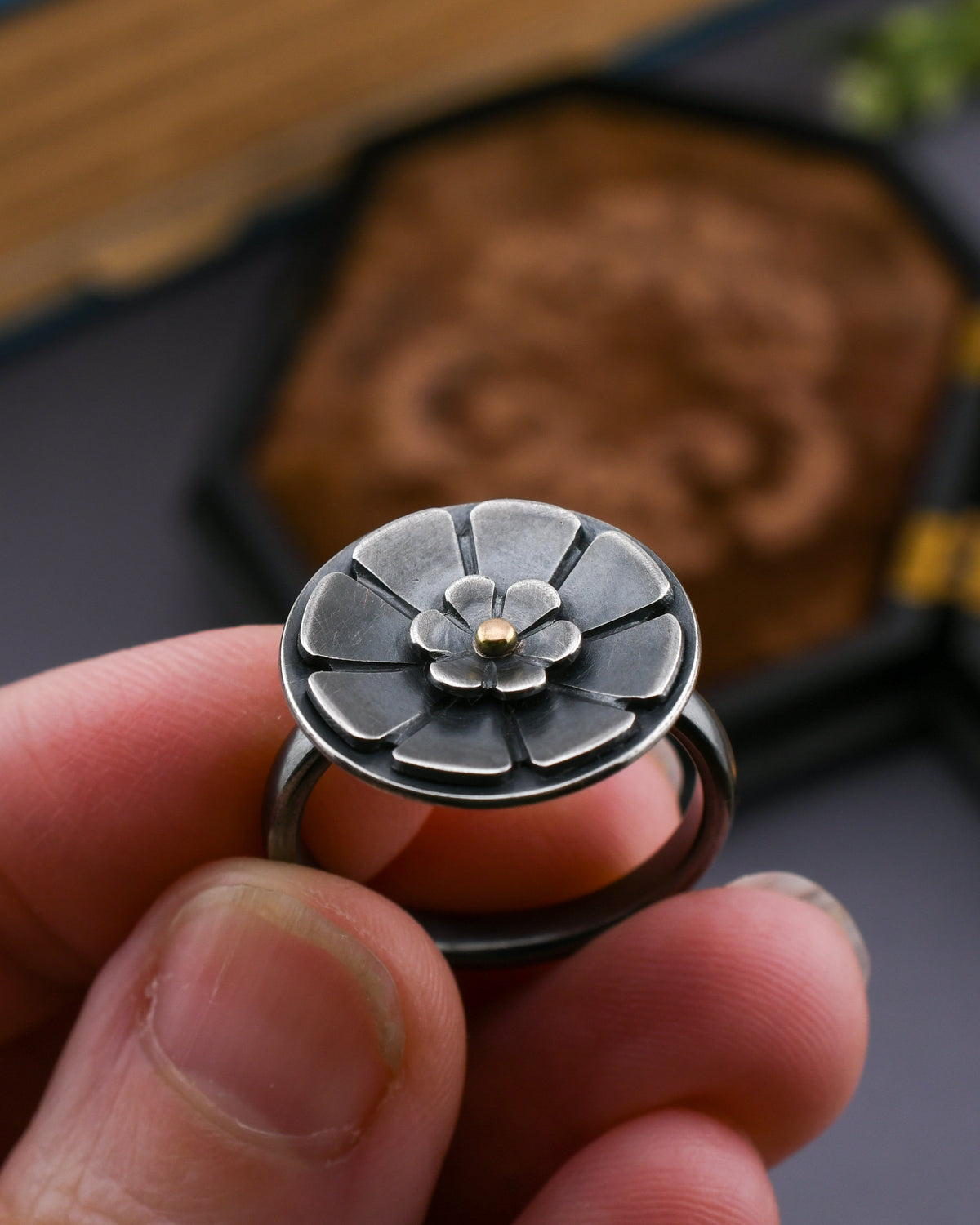 Flower ring- SS/14k