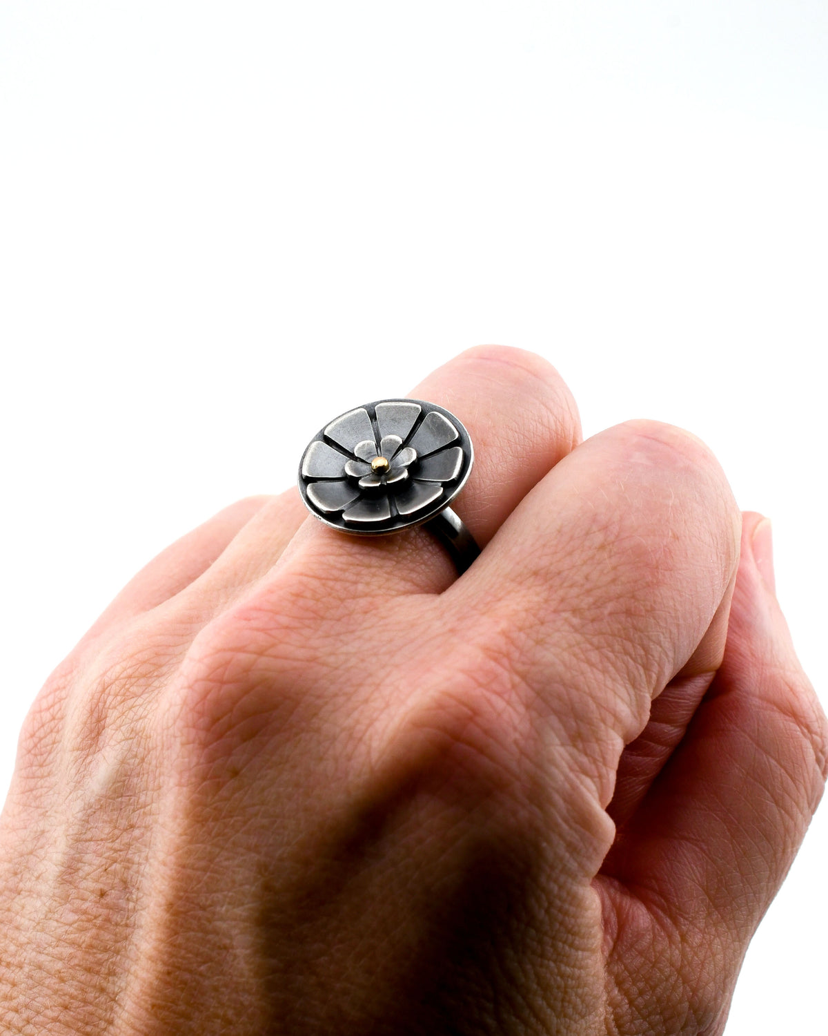 Flower ring- SS/14k