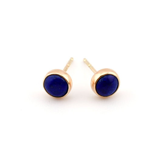 14k Simple Stud Earrings-Lapis Lazuli