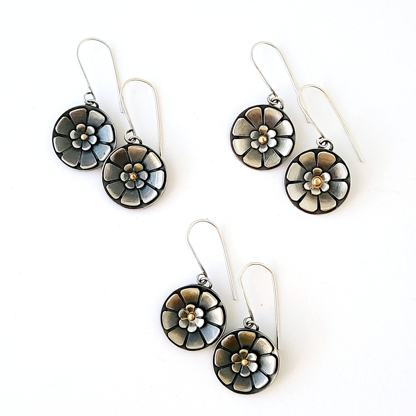 Flower earrings-SS/14k