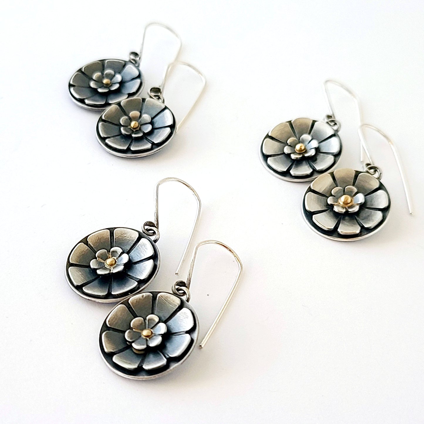 Flower earrings-SS/14k