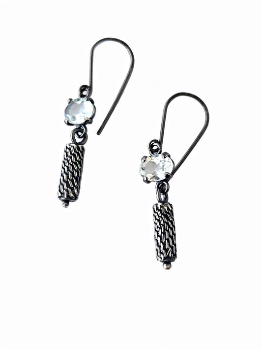 Petite Column Earrings with Aquamarine