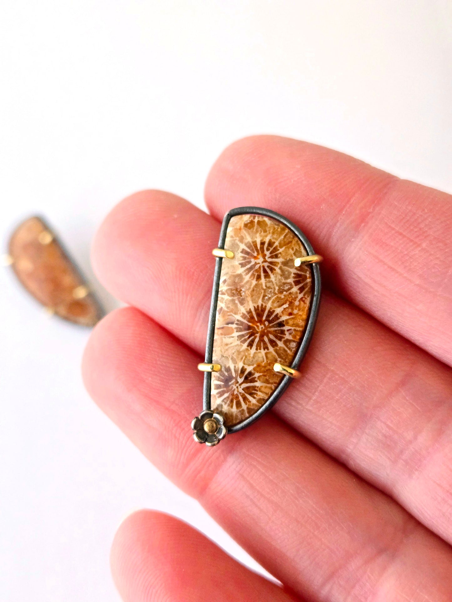 Flourish Stud Earrings: Orange & red-SS/14k