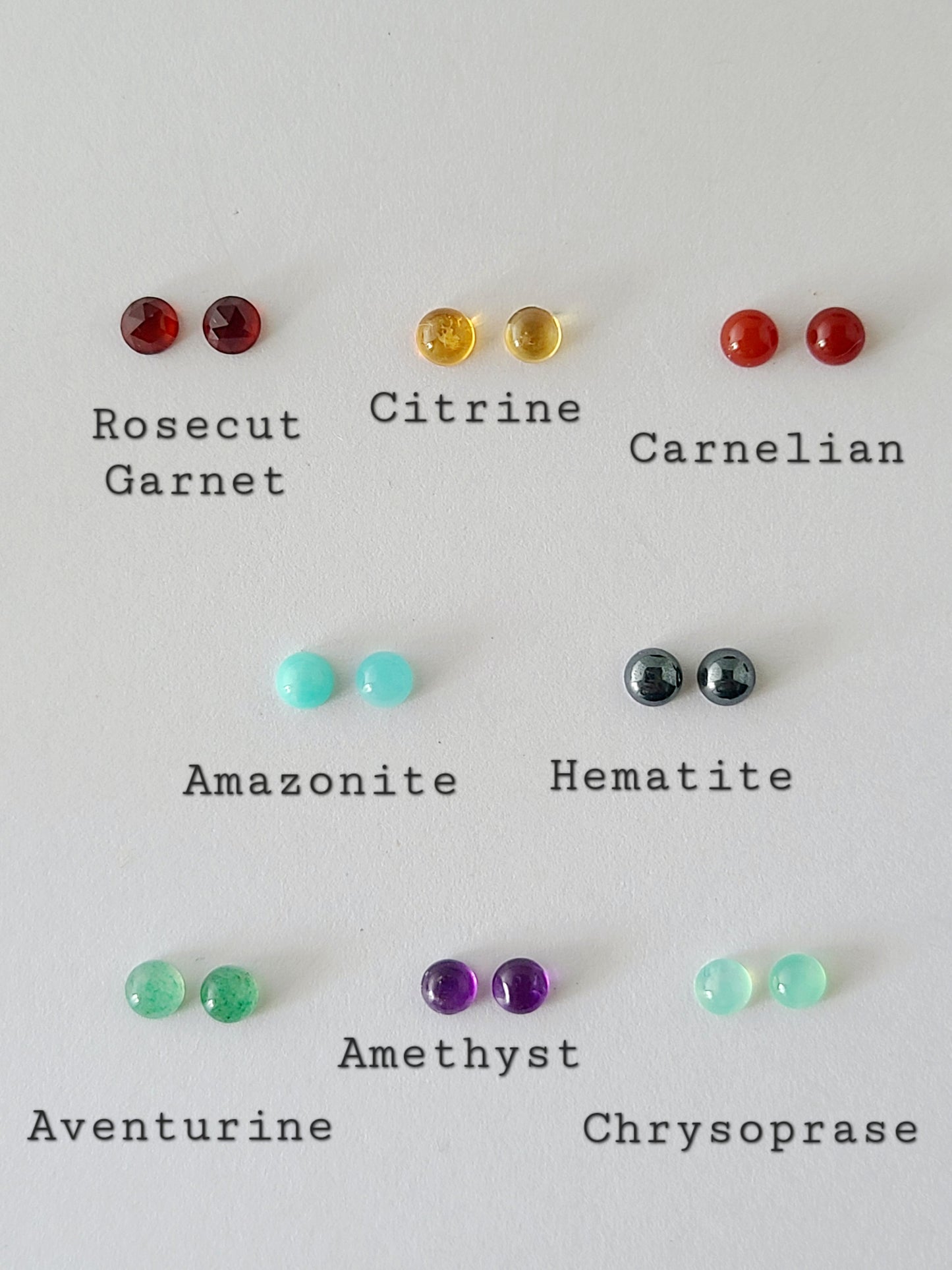 Cupped Gems Stud Earrings Choose Your Stone- 4mm gemstones