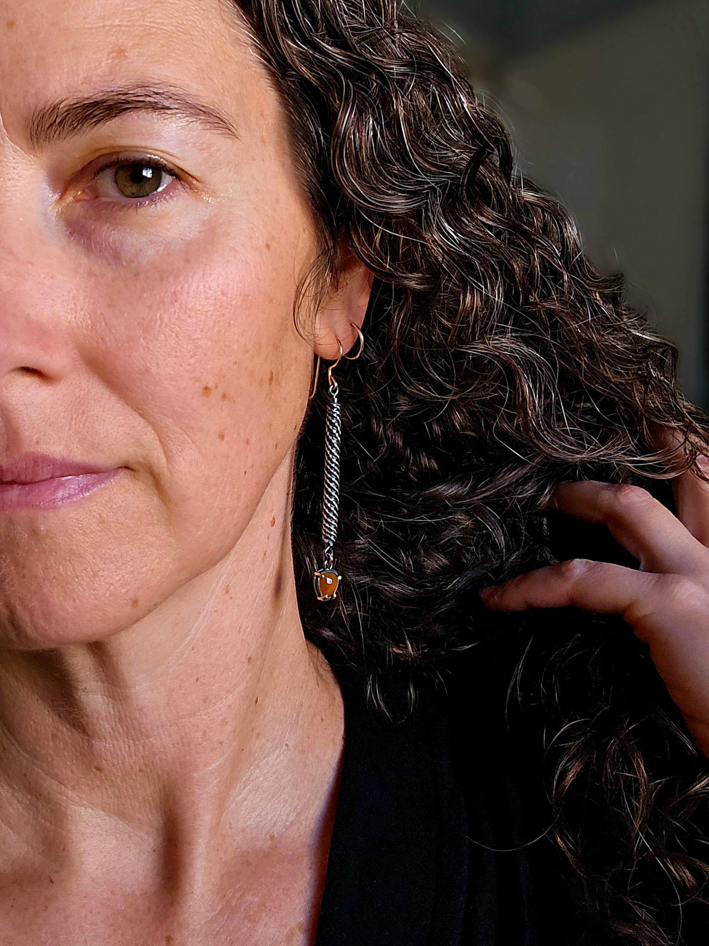 Carnelian Helix earrings-SS/14k