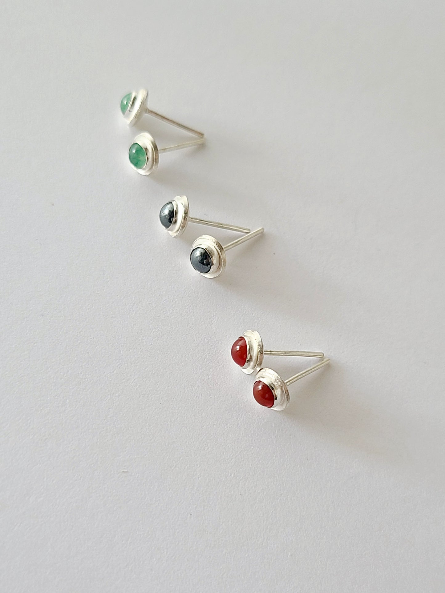 Cupped Gems Stud Earrings Choose Your Stone- 4mm gemstones