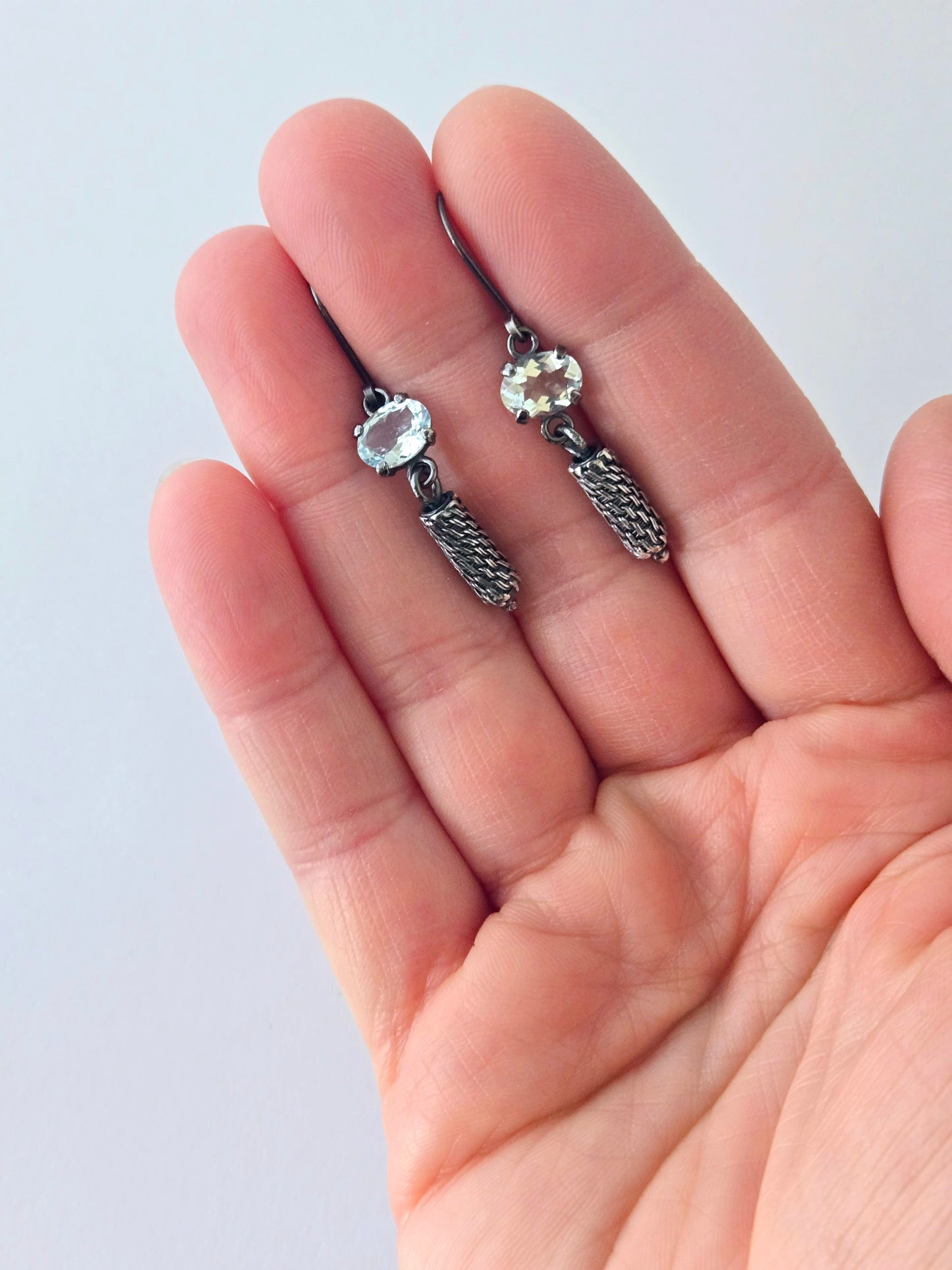 Petite Column Earrings with Aquamarine
