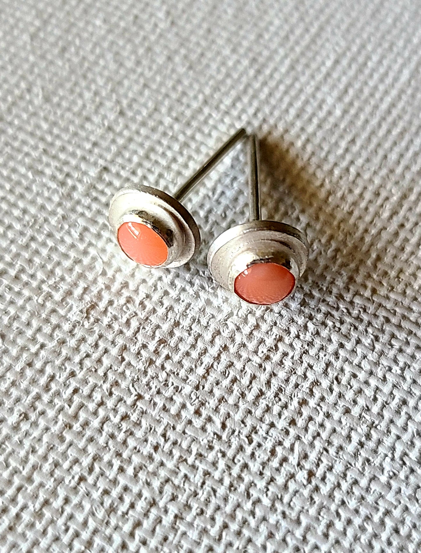 Peach Coral stud earrings-Last Pairs Available!