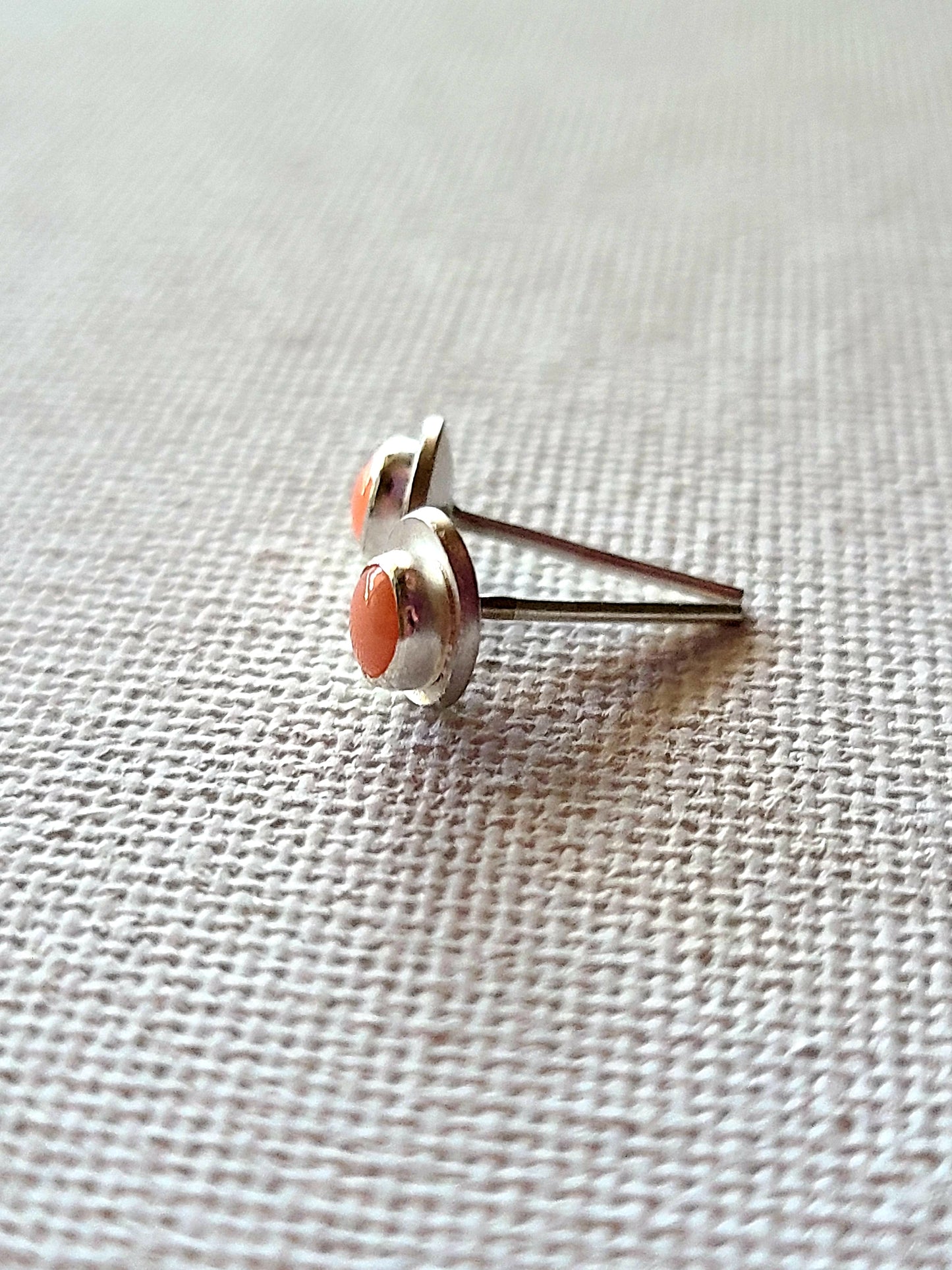 Peach Coral stud earrings-Last Pairs Available!