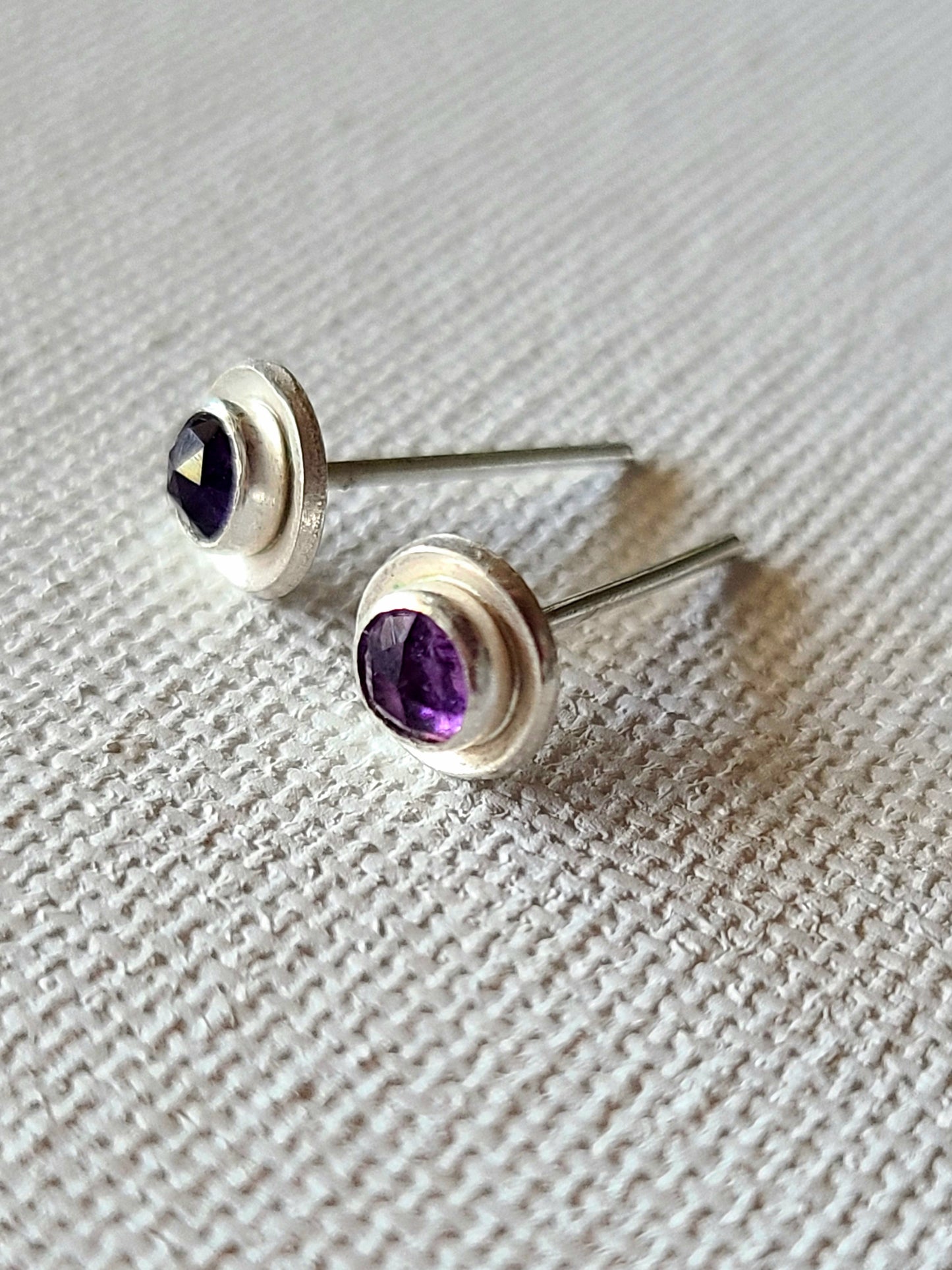 Rosecut Purple Amethyst stud earrings-Last Pairs Available!