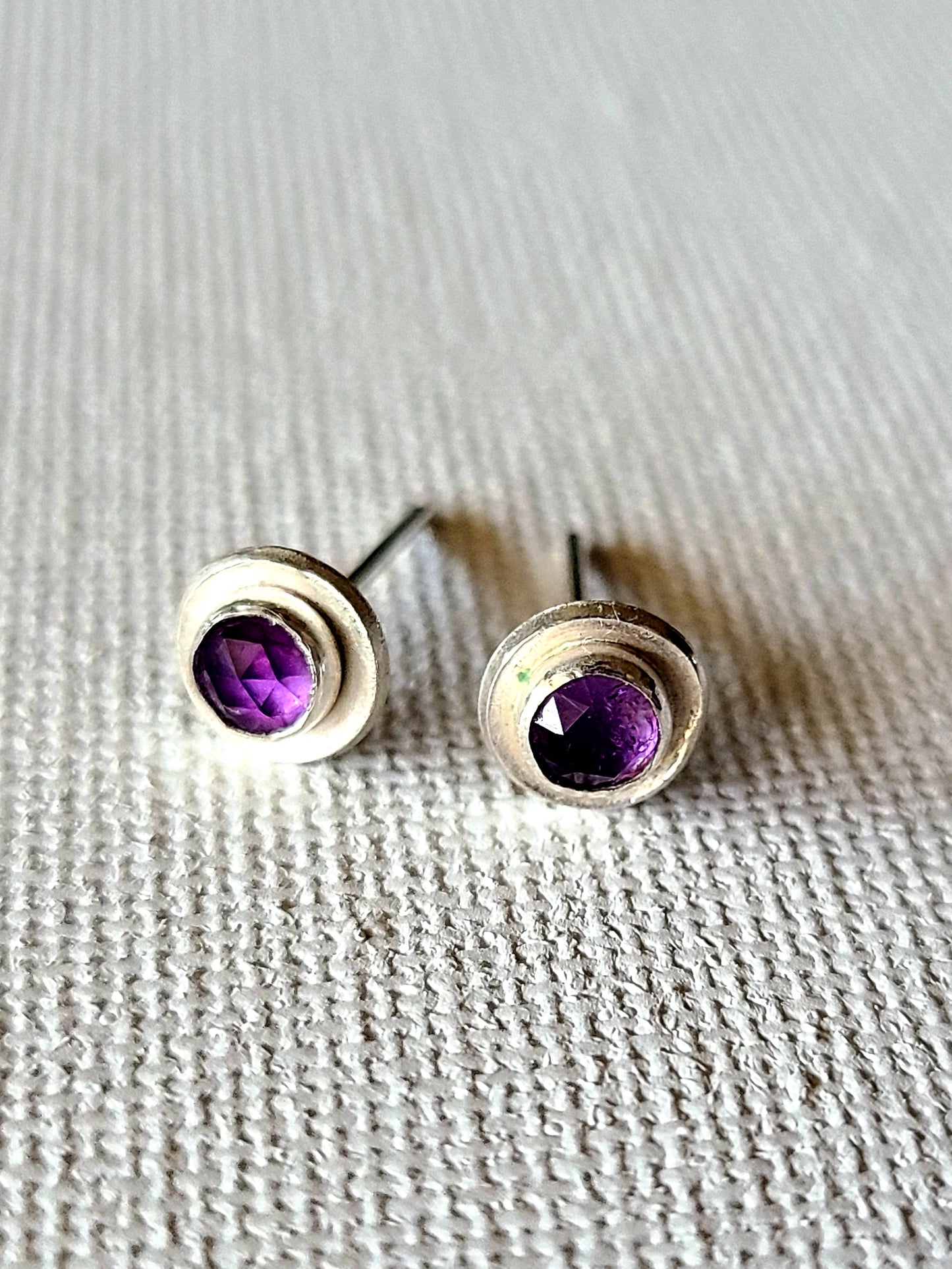 Rosecut Purple Amethyst stud earrings-Last Pairs Available!