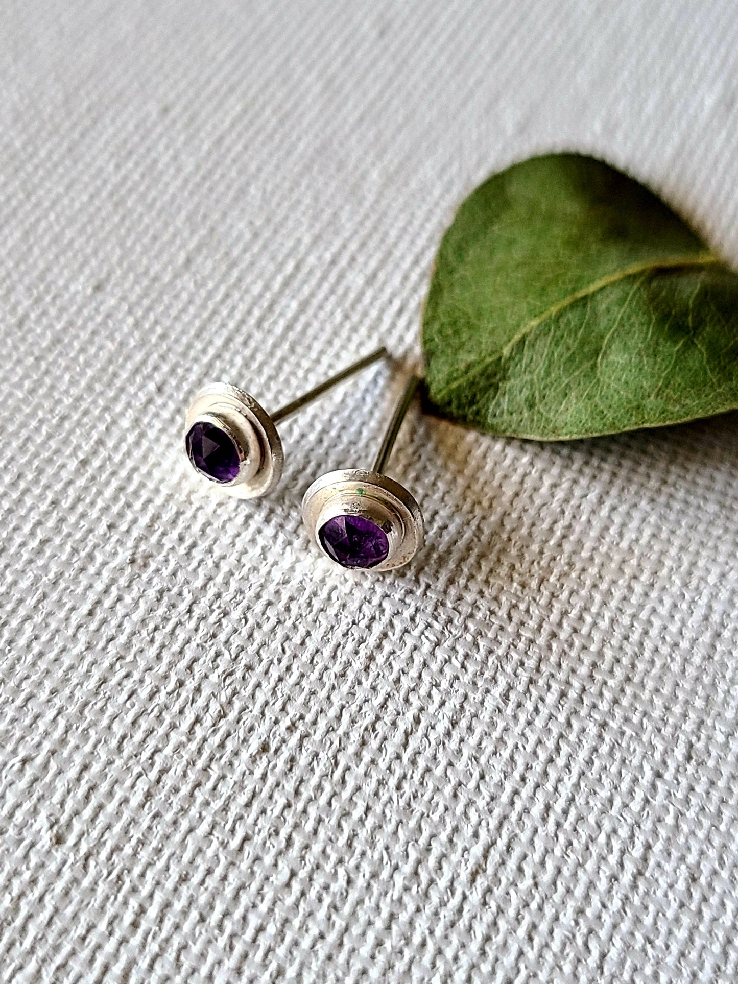 Rosecut Purple Amethyst stud earrings-Last Pairs Available!