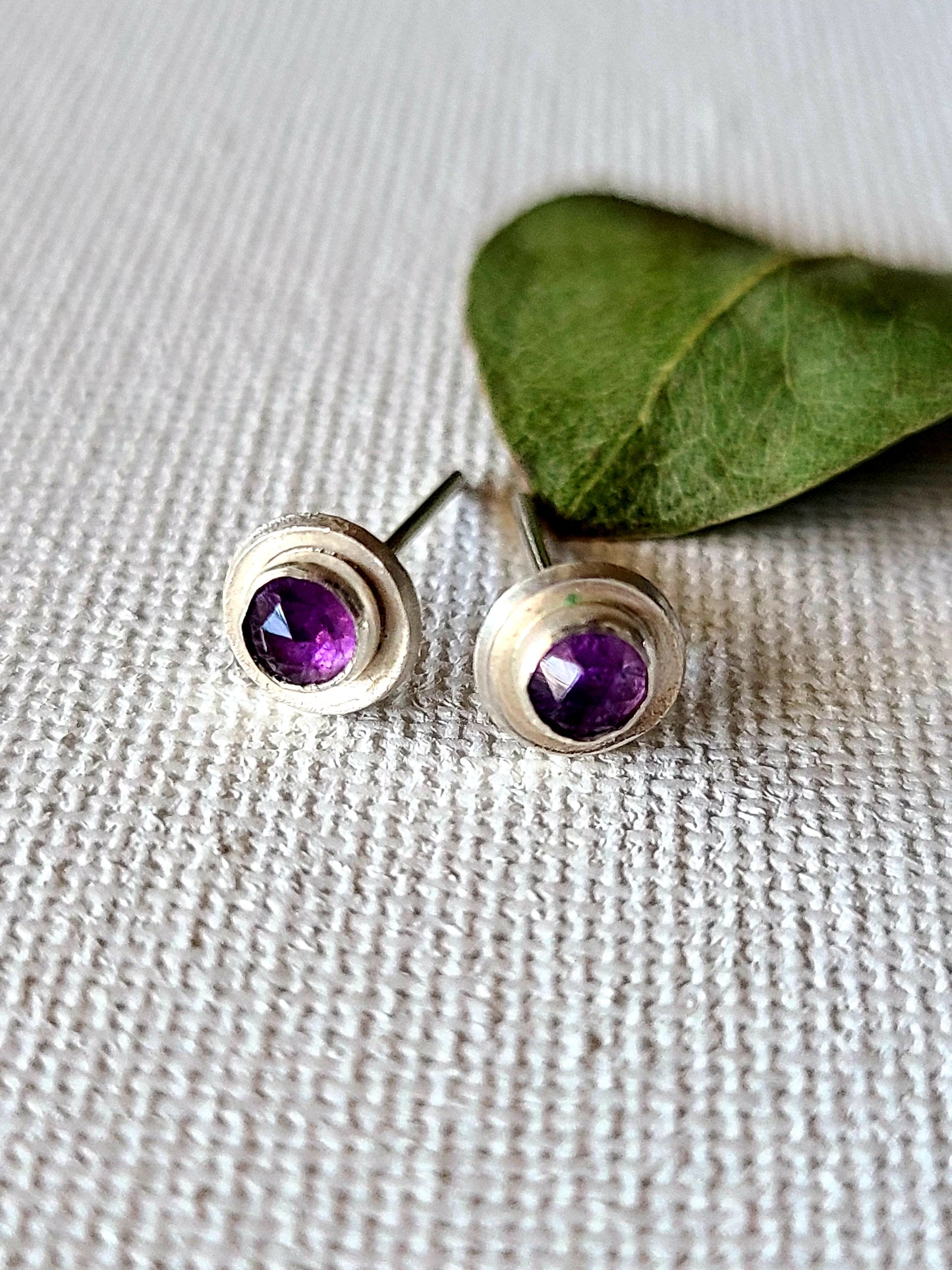 Rosecut Purple Amethyst stud earrings-Last Pairs Available!