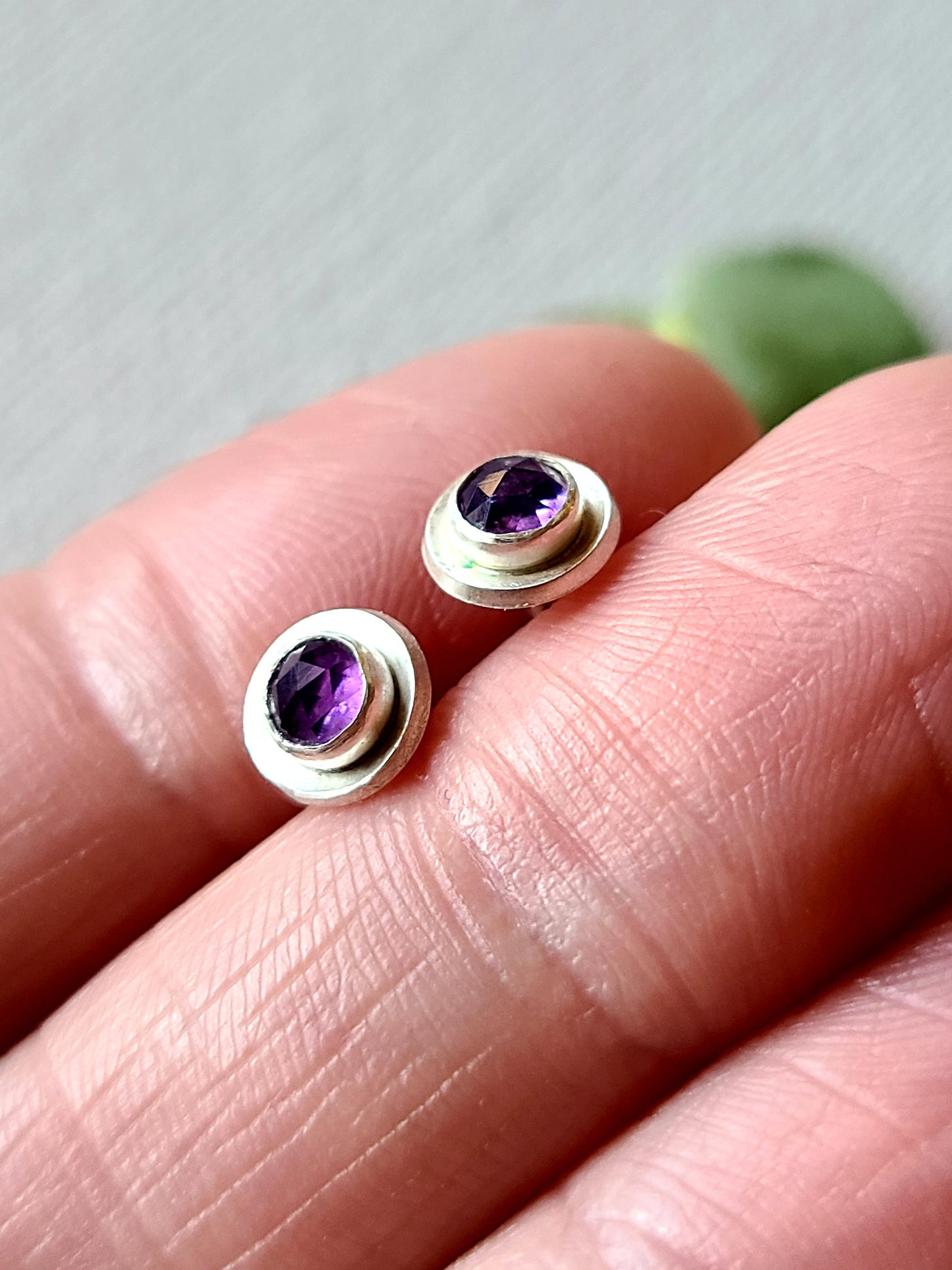 Rosecut Purple Amethyst stud earrings-Last Pairs Available!