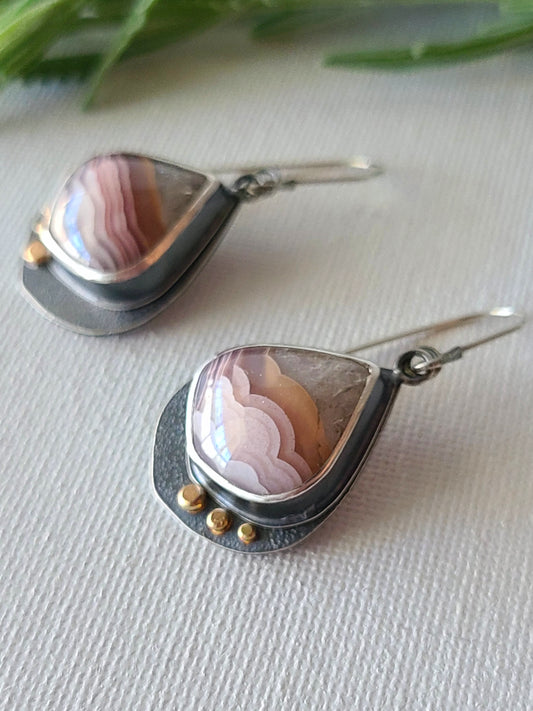 Agua Nueva agate earrings-Pear shape