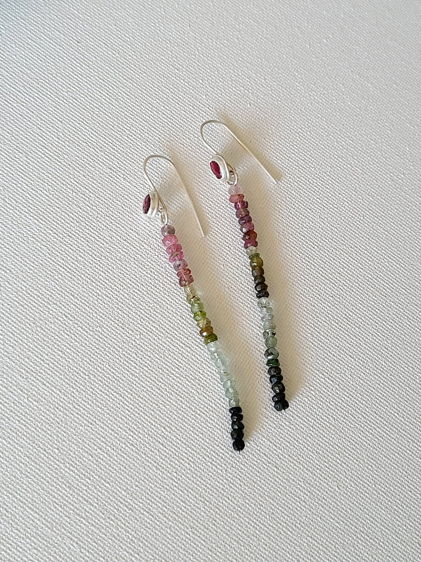 Pink tourmaline ombre gemstone earrings