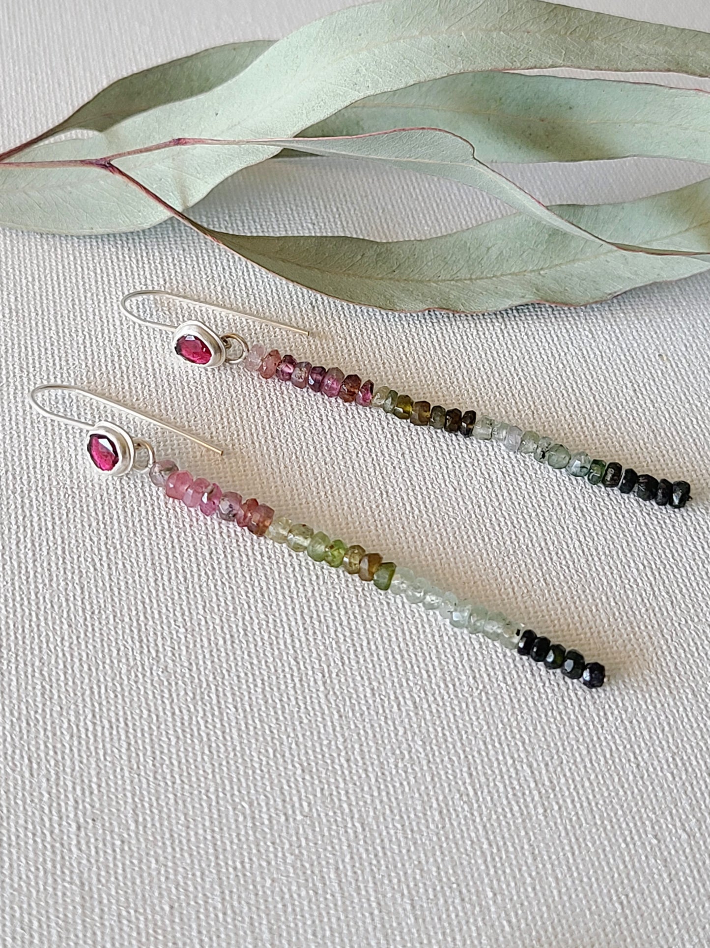 Pink tourmaline ombre gemstone earrings