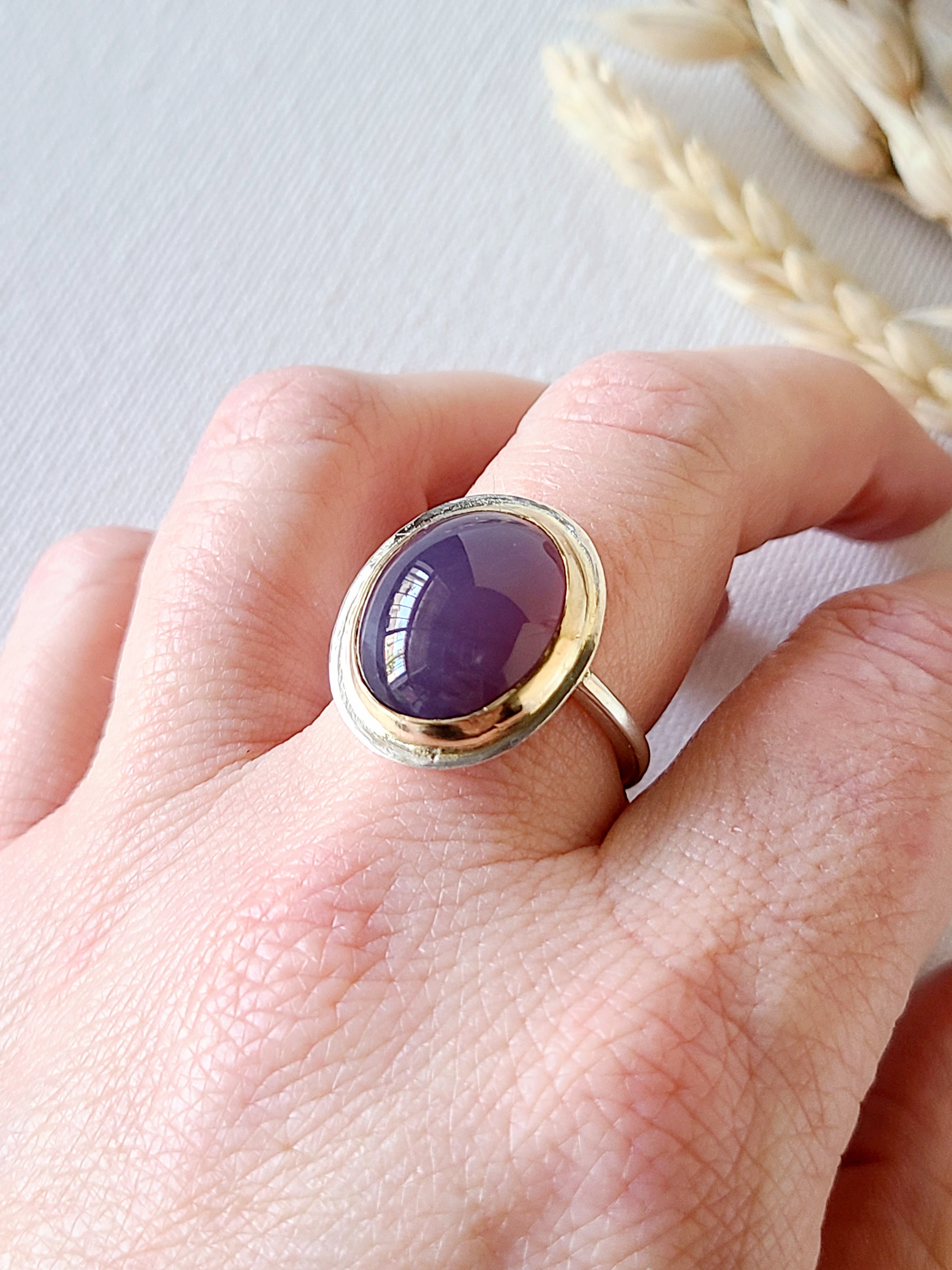Small Oval Purple Amethyst Ring : February Birthstone - Danique Jewelry